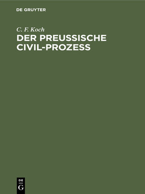 cover image of Der preussische Civil-Prozess